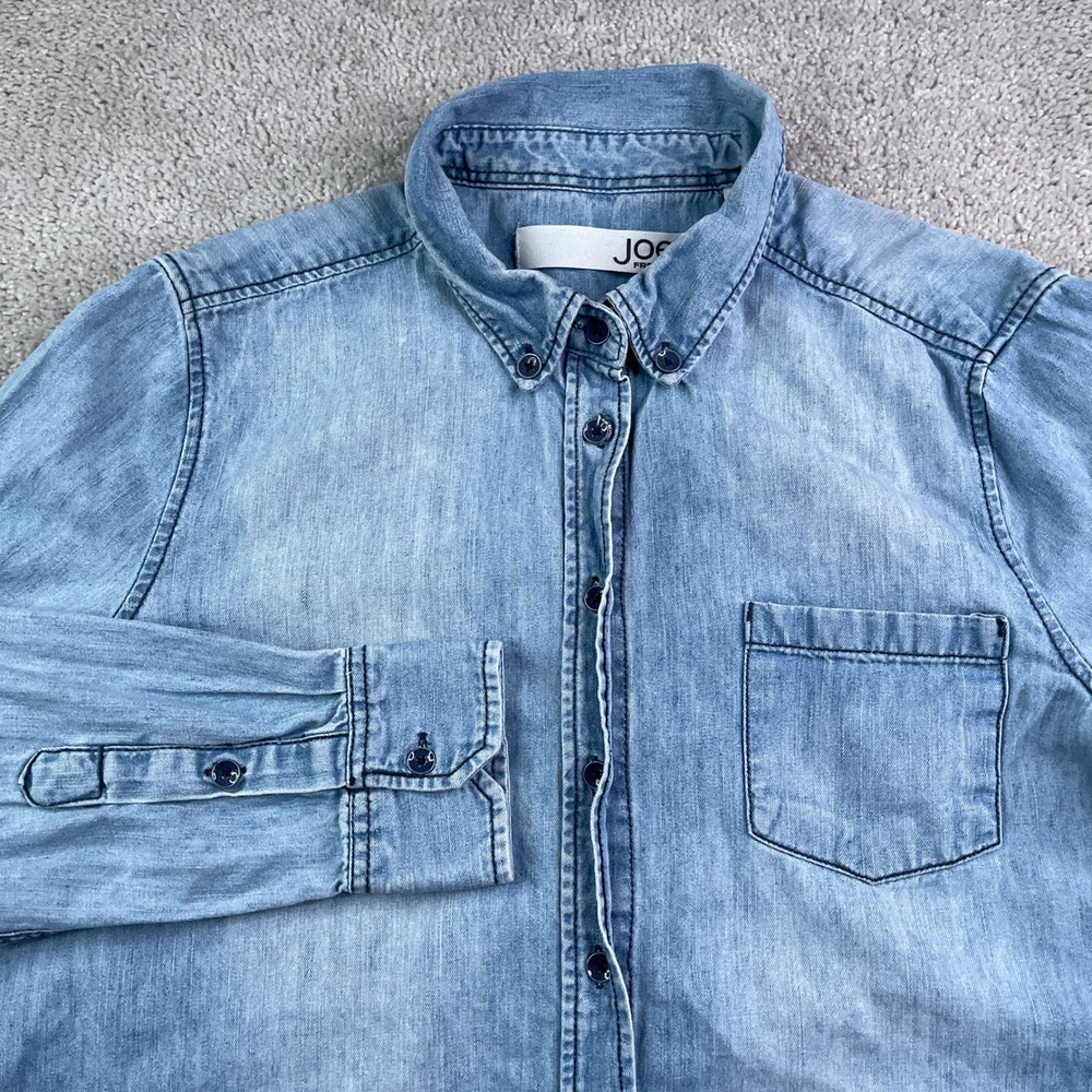 Joe Fresh Top Womens Large Blue Denim Button Down Long Sleeve Pocket Shirt